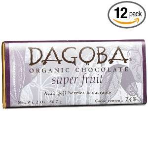 Dagoba Super Fruit (74%) Acai, Gogi Berries, Currants Bar, 2.0 Ounce 
