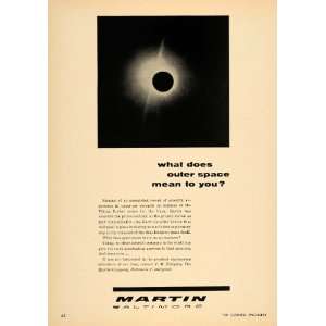   Ad Martin Baltimore Outer Space Earth Eclipse   Original Print Ad