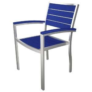  Polywood Euro Arm Chair in Silver / Pacific Blue Patio 