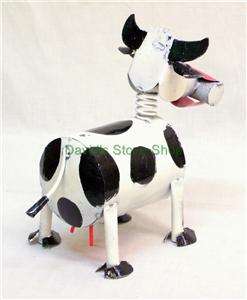 Recycled Metal Yard Garden Folk Art 15 Cow Sculpture WI0161  
