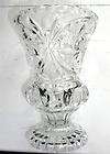 Vintage Heavy Pressed and Etched Crystal Glass Footed Vase