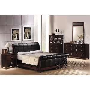  4pc Eastern King Size Bedroom Set Black Bycast Walnut 