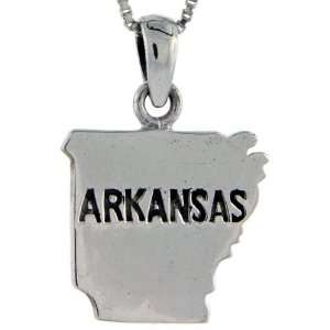 925 Sterling Silver Arkansas State Map Pendant (w/ 18 Silver Chain 