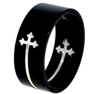   Design Black Anodized Stainless Steel Puzzle Ring   Size 9 Jewelry