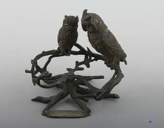 NEAT c1890 AUSTRIAN COLD PAINTED BRONZE OWL ASHTRAY  