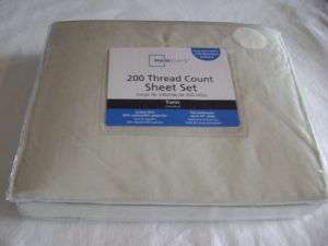 NEW~KHAKI COLOR TWIN BED SHEET SET~200 Thread Count  