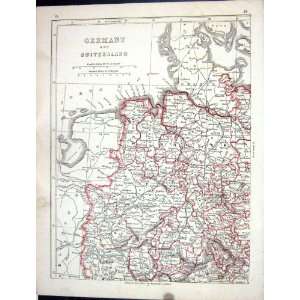   Antique Map 1853 Germany Switzerland Prussia Hanover