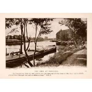  1908 Halftone Print River Oise Pontoise Boat Paris France 