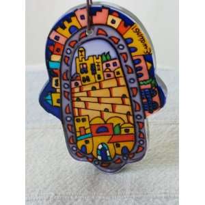  Hand Painted Glass The Old City Hamsa From Yair Emanuel 