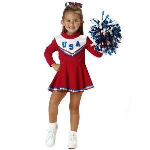 Patriotic Cheerleader Cute Kids Costume (Red;Medium (3 4 