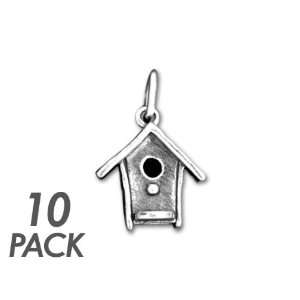  ZambaPro® Sterling Silver Bird House Charm   10 Pack 