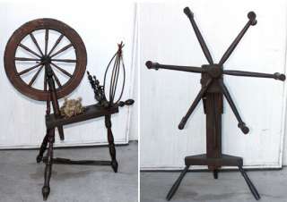 spinning wheel (left) and yarn winder (right)