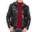 mens leather hood jacket  