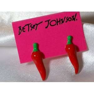 BETSEY JOHNSON Red Hot Chili Pepper Earrings Studs