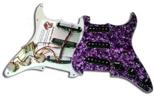 Loaded Strat Pickguard, Purple Pearl/Black,Fits Fender  