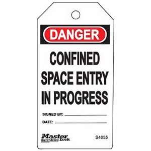 Master Lock Danger   Confined Space Entry In Progress Tag, Plastic 