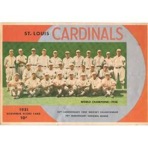   Cardinals Souvenir Score Card   Sports Memorabilia