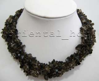 Wonderful Double Strands Long Smoky Quartz Gemstone Jewelry Necklace 