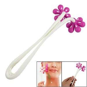 Fuchsia Flower Roller White Plastic Grip Face Massager