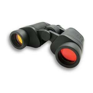 7x35 Black Binoculars with Ruby Lens, Porro Prism Type, Soft Carry 