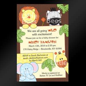   Animals Brown Baby Shower or Birthday Invitations   Safari, Zoo, Lion