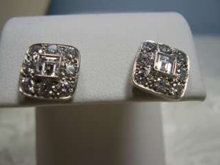 Beautiful Square Platinum Tiffany Diamond Earrings  