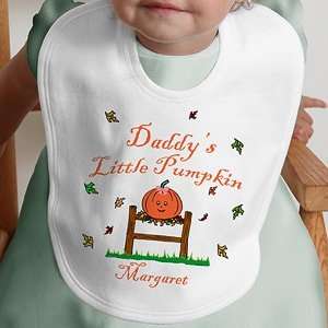    Personalized Halloween Baby Bib   Little Pumpkin Design Baby