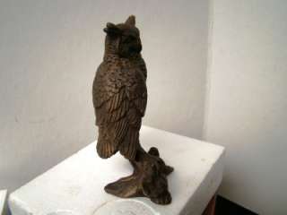 BRONZE STATUE SCULPTURE THE GREAT HORNED OWL 1985 NEW  