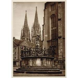  1925 Fountain Neupfarrplatz Dom Regensburg Germany 