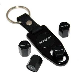 Dodge Jeep Mopar SRT Valve Stem Caps Key Chain Fob Black