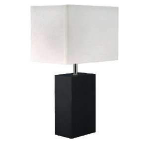   Oblong Collection Wood Table Lamp, Dark Walnut with White Fabric Shade