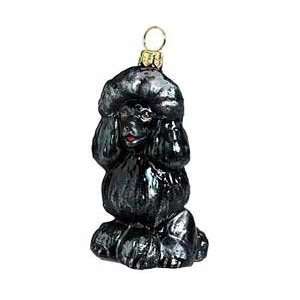 Blown Glass Black Poodle Christmas Ornament 