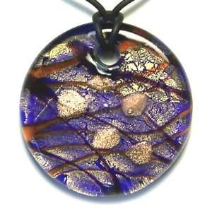  Murano art glass pendant lampwork necklace,Disk purple,Y61 