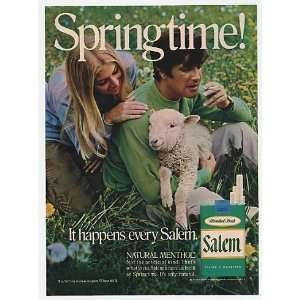  1971 Salem Cigarette Couple Lamb Springtime Print Ad (9426 