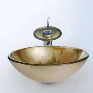 Victory Hand Paint Color Washbasin Tempered Glass Sink with Brass 