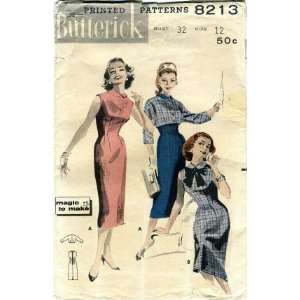  Butterick 8213 Sewing Pattern Misses Slim Wiggle Sheath Dress 