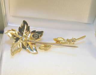 14K Yellow Gold Flower with 2 Cultured Pearls Brooch  