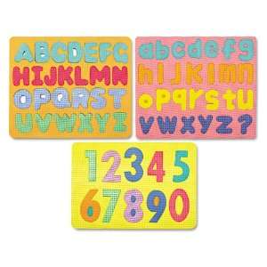   letters, lowercase letters and numbers.   Great for young learners