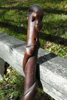 c1850s Freemason Carved Mongoose & Snake Walking Stick Cane Casuarina 