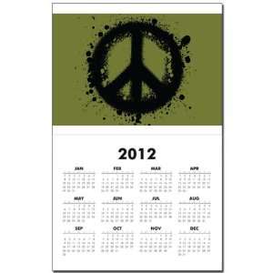   Calendar Print w Current Year Peace Symbol Ink Blot 