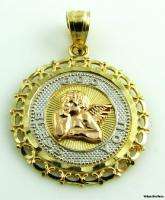   PENDANT   14k Gold May Gold Bless You Da Vinci Cherub Charm  