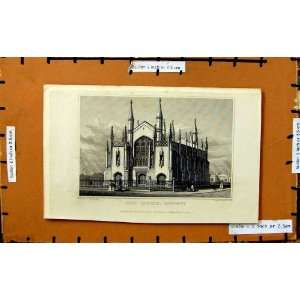  1828 View New Church Stepney England Architecture Print 