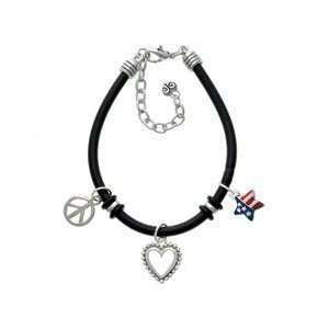   USA Patriotic Star Black Peace Love Charm Bracelet [Jewelry] Jewelry
