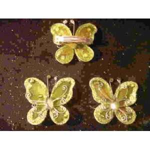  2 Butterfly Hair Clips Barrettes Bow with Metal Clip 