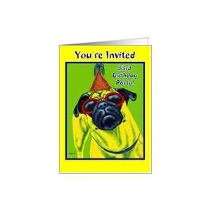  Eighty Third Birthday Party Invitation   Pug Dog Card 