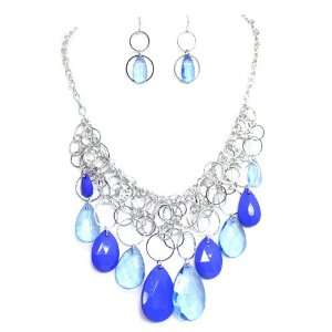   Blue Tear Shaped Faceted Beads; Lobster Clasp Closure; Matching