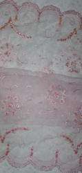   Embroidered Pageant Bridal ORGANZA Fabric Double Border FREE USA SHIP