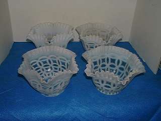 RARE OLD FENTON GLASS OPALESCENT SHADES WEDDING RINGS  