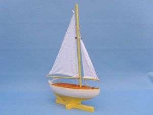 Yellow Sunset Sailboat 17 Model Ship   Beach Decor  