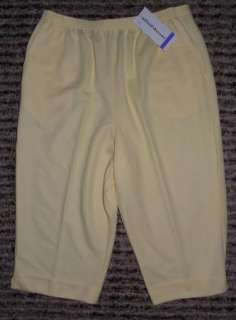 NWT ALFRED DUNNER Womens Elatic Waist Pull On Yellow Capris Pants Size 